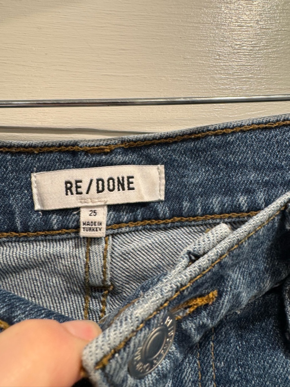 Re/Done RE/DONE High Rise Stretch Reissue Stovepipe Denim 25 Straight Leg 90s - Picture 6 of 9